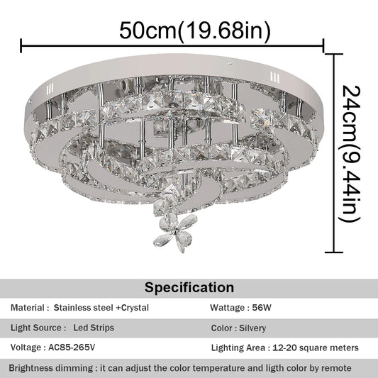 K9 Crystal Chandelier Ceiling Lamp With LED Dimmable Lighting