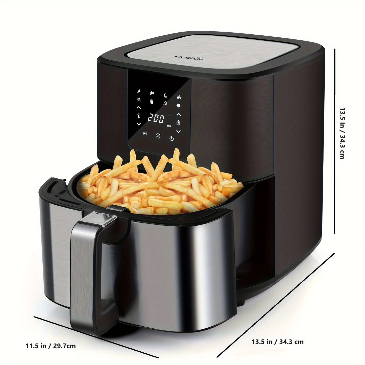 KitCook Digital Air Fryer With Eight Preset Programs And Touchscreen Control