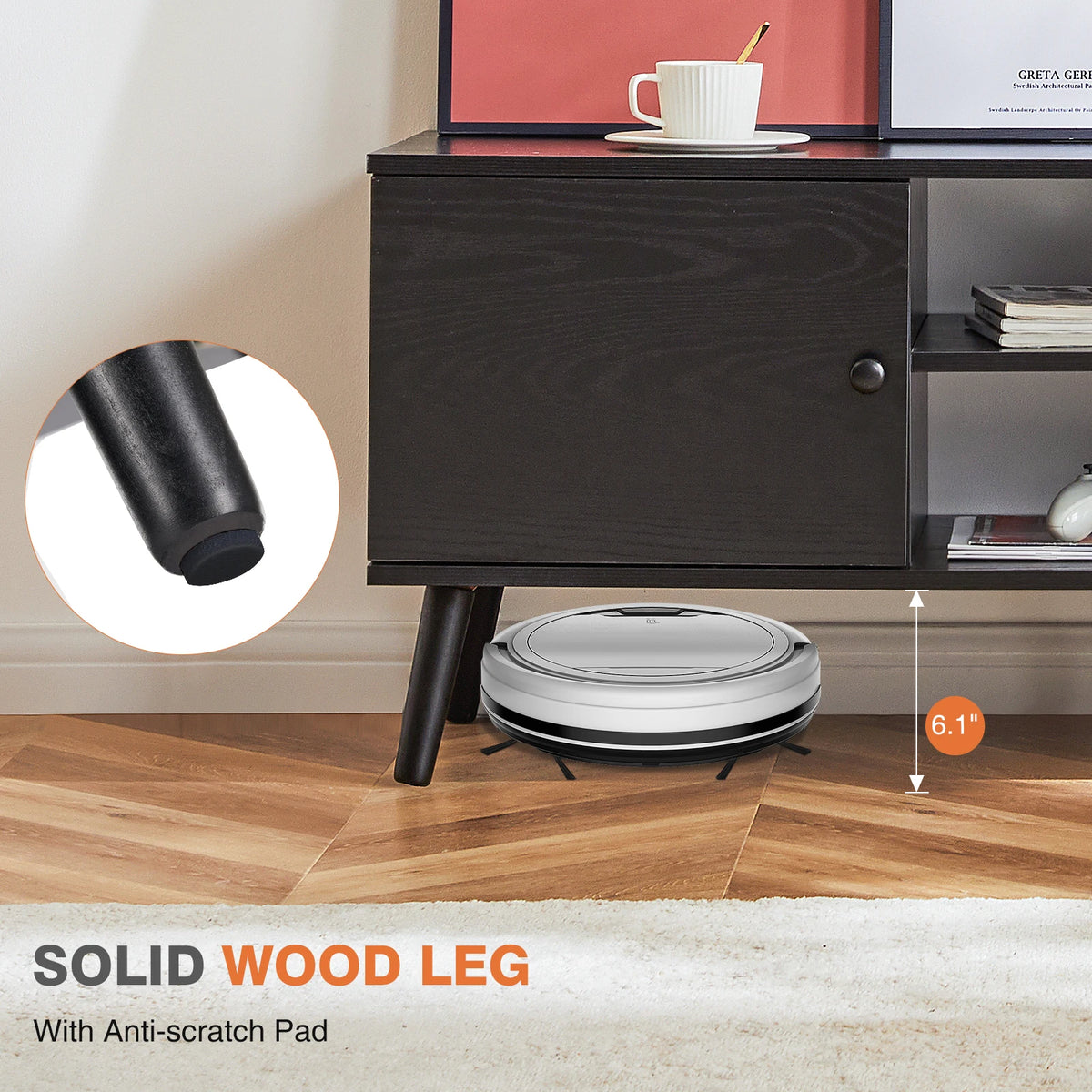 JHK Modern Wooden TV Stand With Adjustable Shelf Storage Console