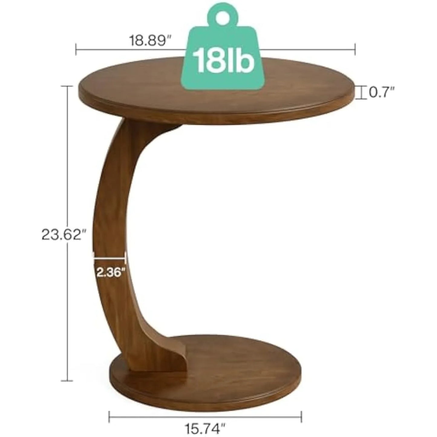 Little Tree Round C Shaped End Table Mid Century Boho Living Room And Bedroom