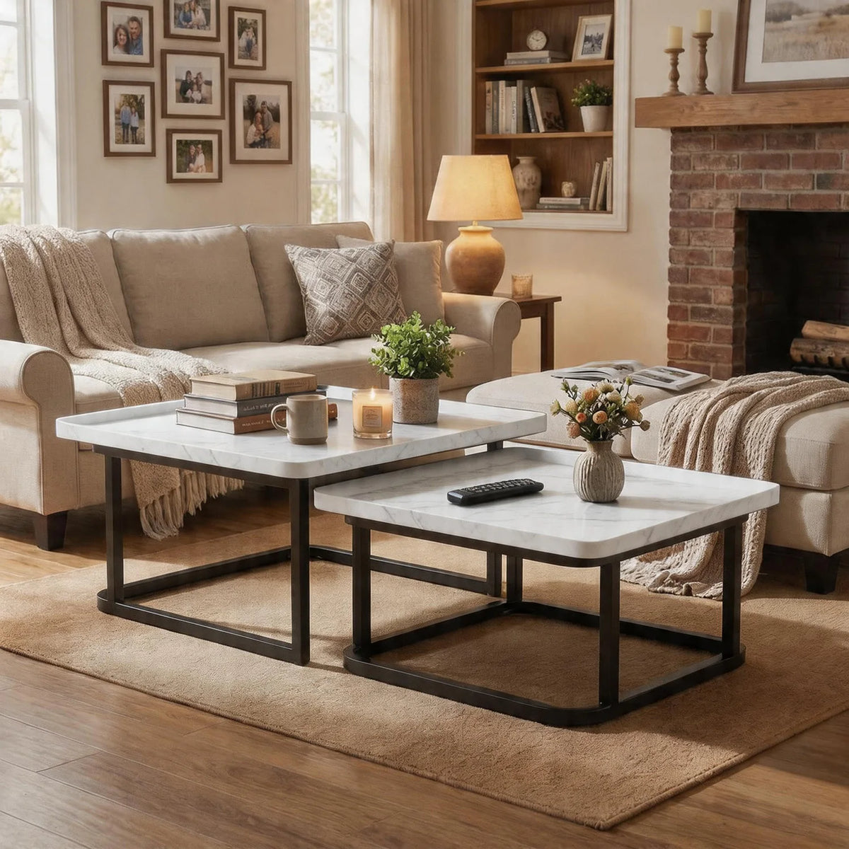 HiMISS Square Nesting Coffee Table Set For Living Room