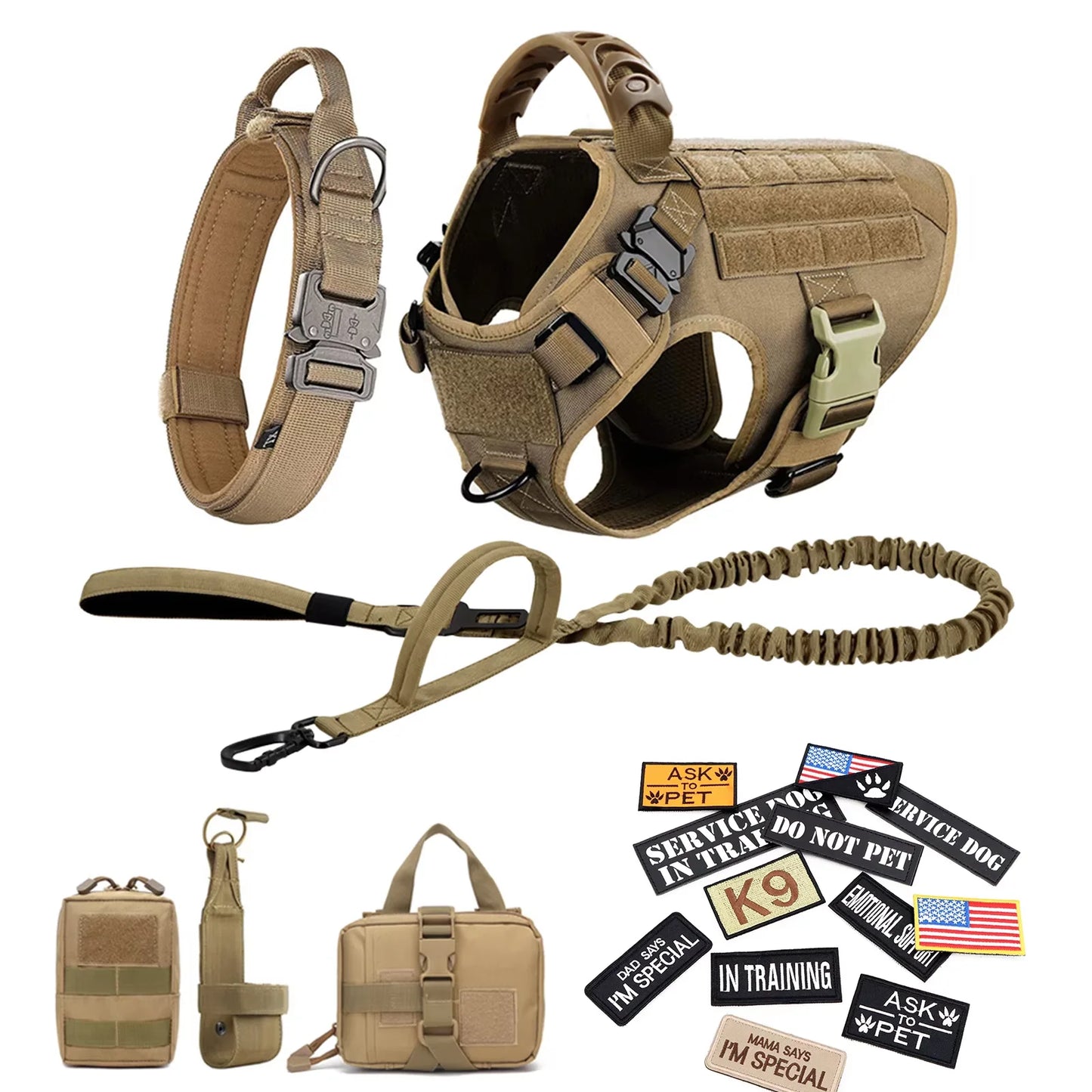 Padded Tactical Dog Harness Vest With Nylon Quick Release Buckle