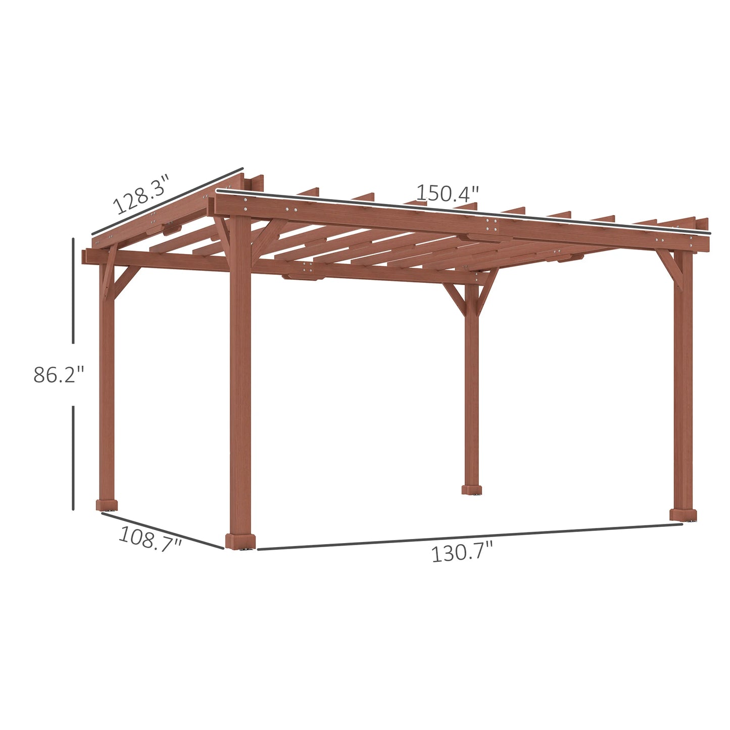 Outdoor Wood Pergola With Grape Trellis For Patio Oasis