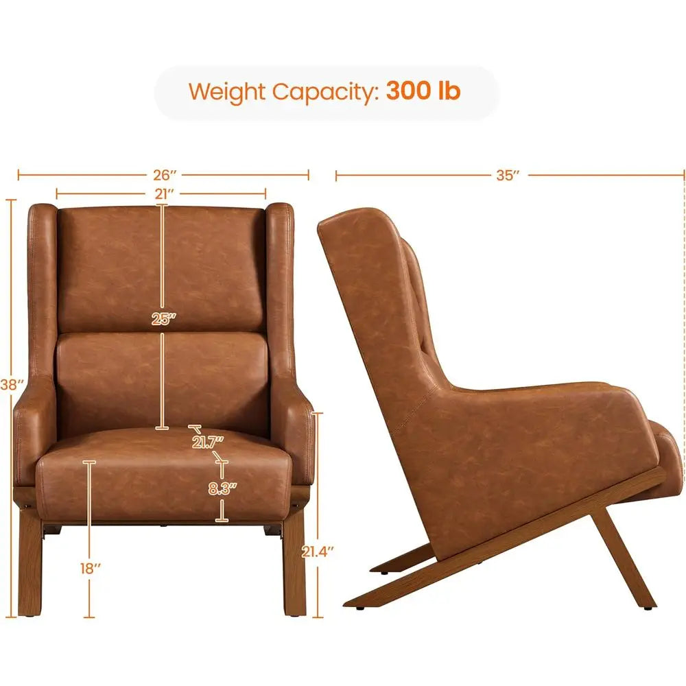 Contemporary Living Room Accent Chair Set High Backrest Thick Cushions