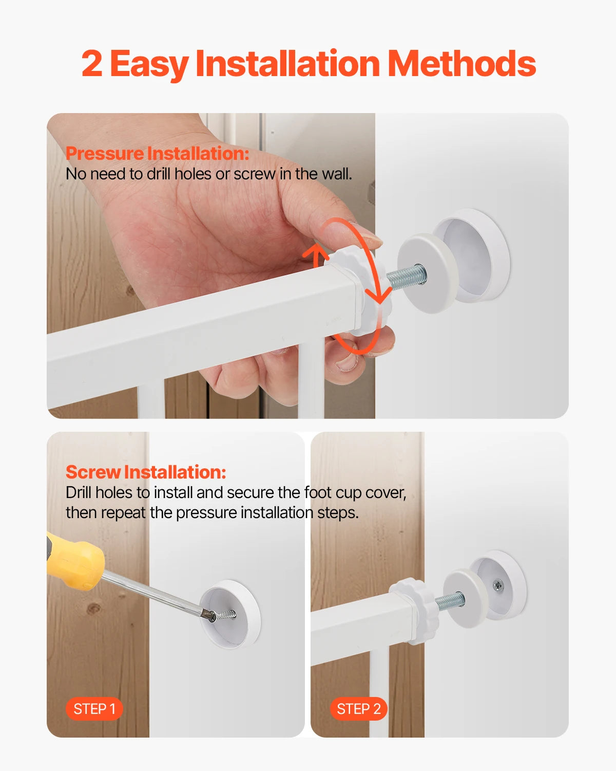 SucceBuy Walk Through Pressure Mount Baby Pet Safety Gate