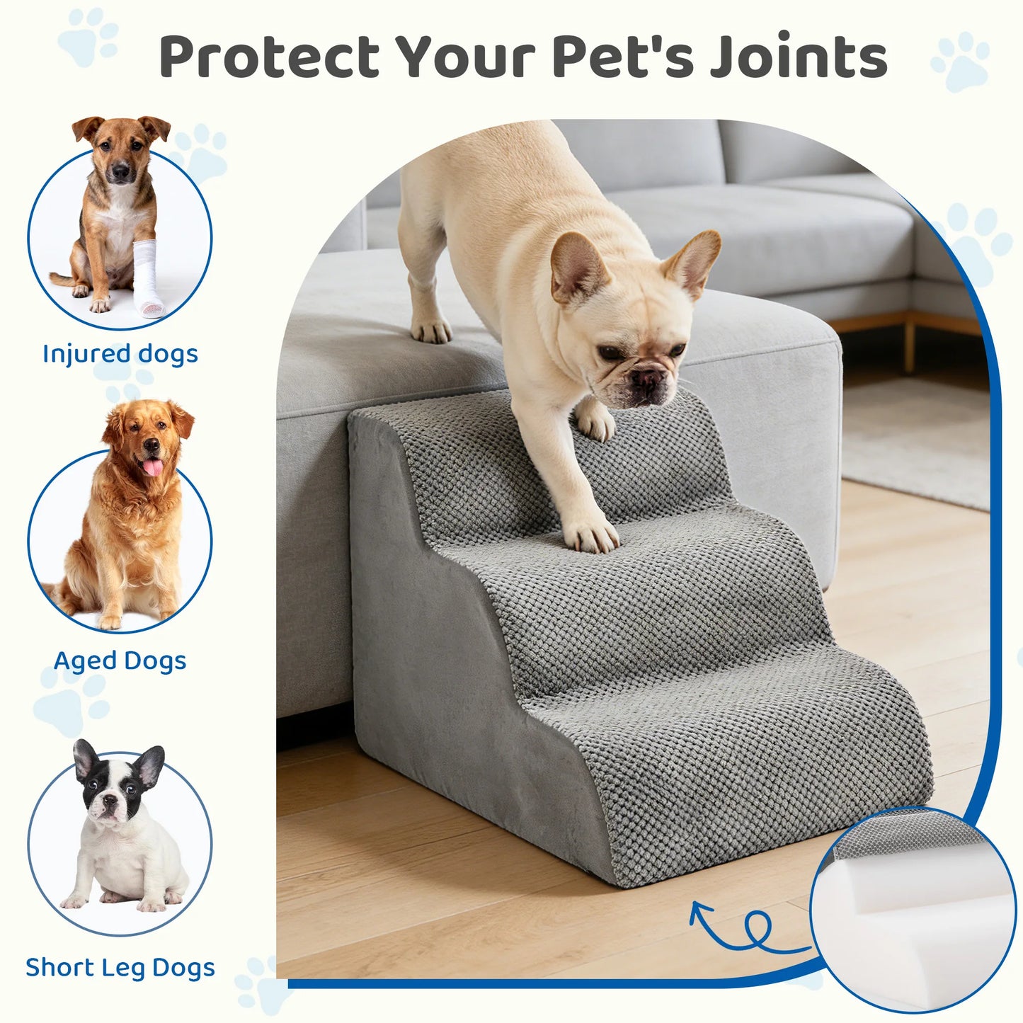 High Density Foam Curved Pet Dog Steps Non Slip Platform