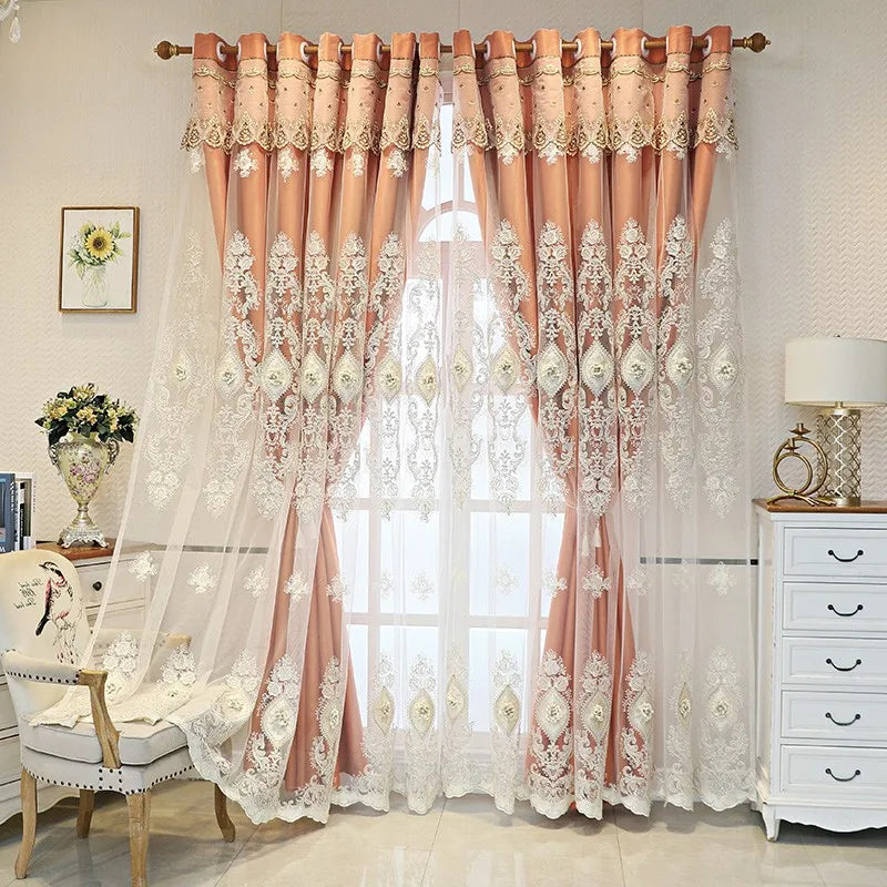 Luxury Embroidered Curtains With Dual Layer Room Darkening