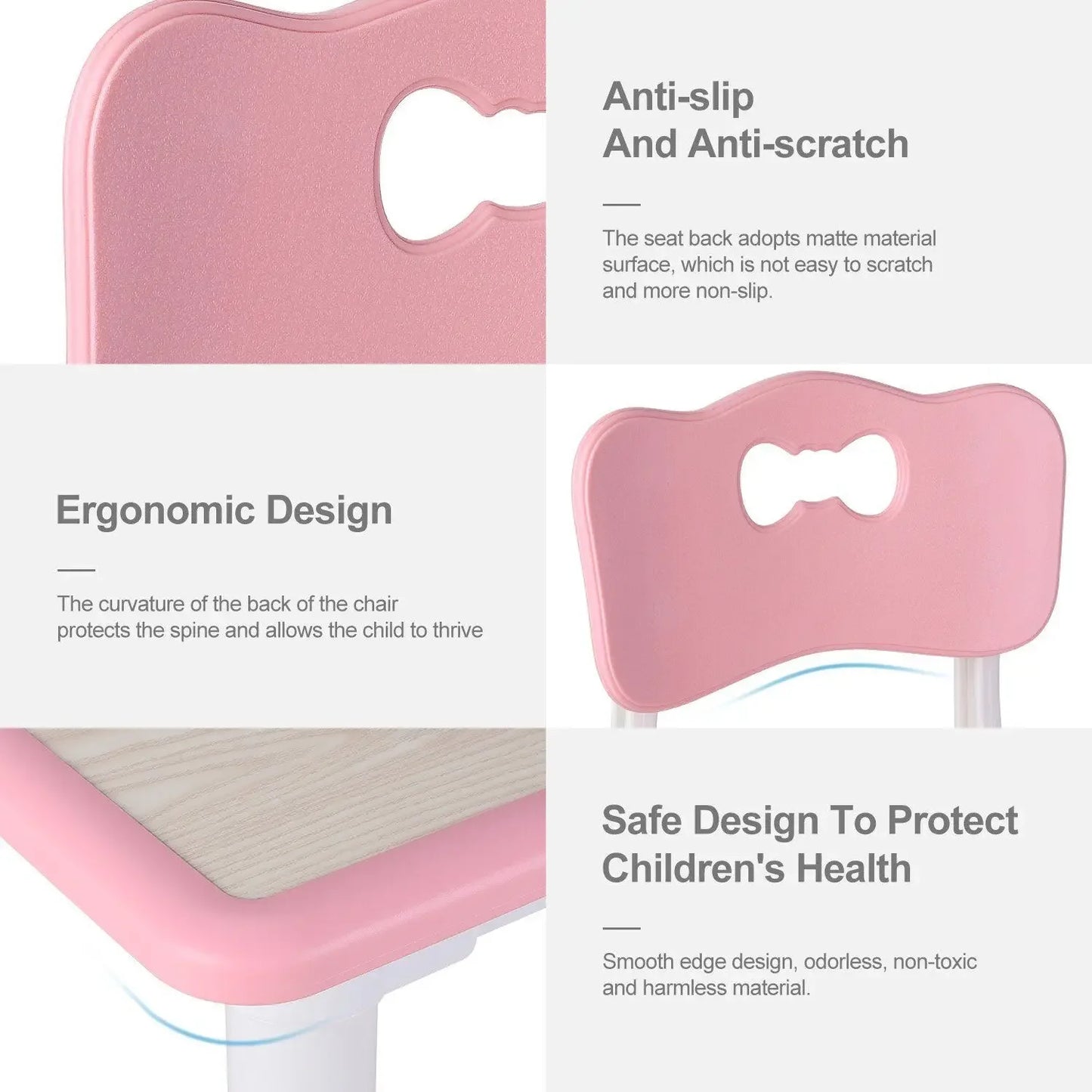 AuAg Height Adjustable Kids Table And Four Chairs Set