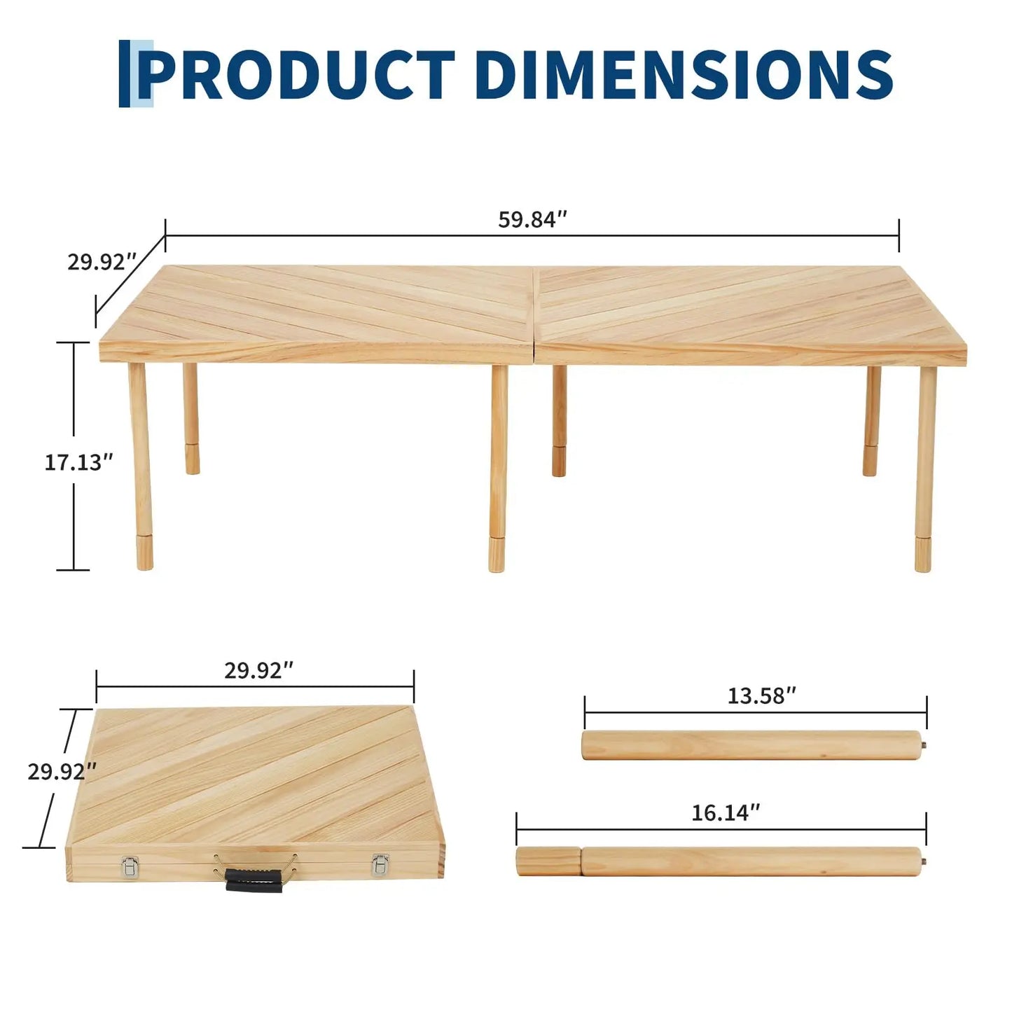 HiMISS Solid Wood Folding Picnic Table For Outdoor Camping