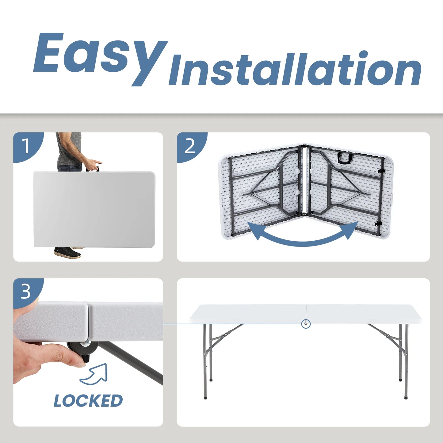 JHK Portable Folding Outdoor Indoor Heavy Duty Table