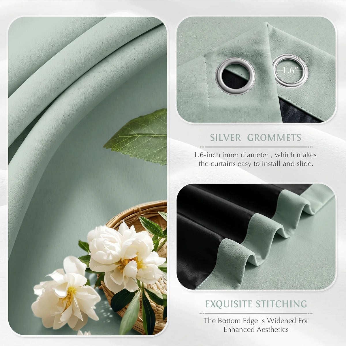 Blackout Waterproof Grommet Curtains For Bedroom Light Blocking Drapes