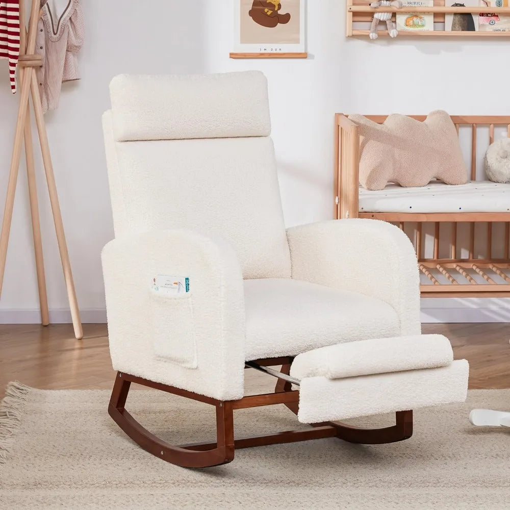 Rocking Chair Nursery Chair with High Back, Glider Rocking Chair, Baby Nursery Glider Rocker, Nursing Chair Accent Living Room