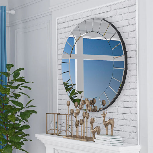 Round Ornate Decorative Wall Mirror For Living Room Bedroom