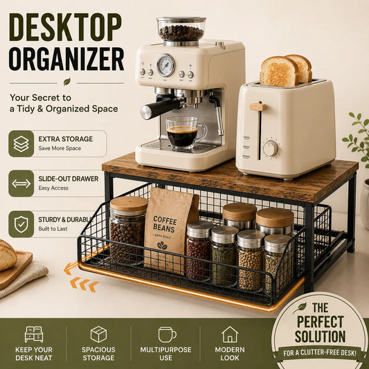 Pull Out Kitchen Counter Organizer With Sliding Wire Basket Storage