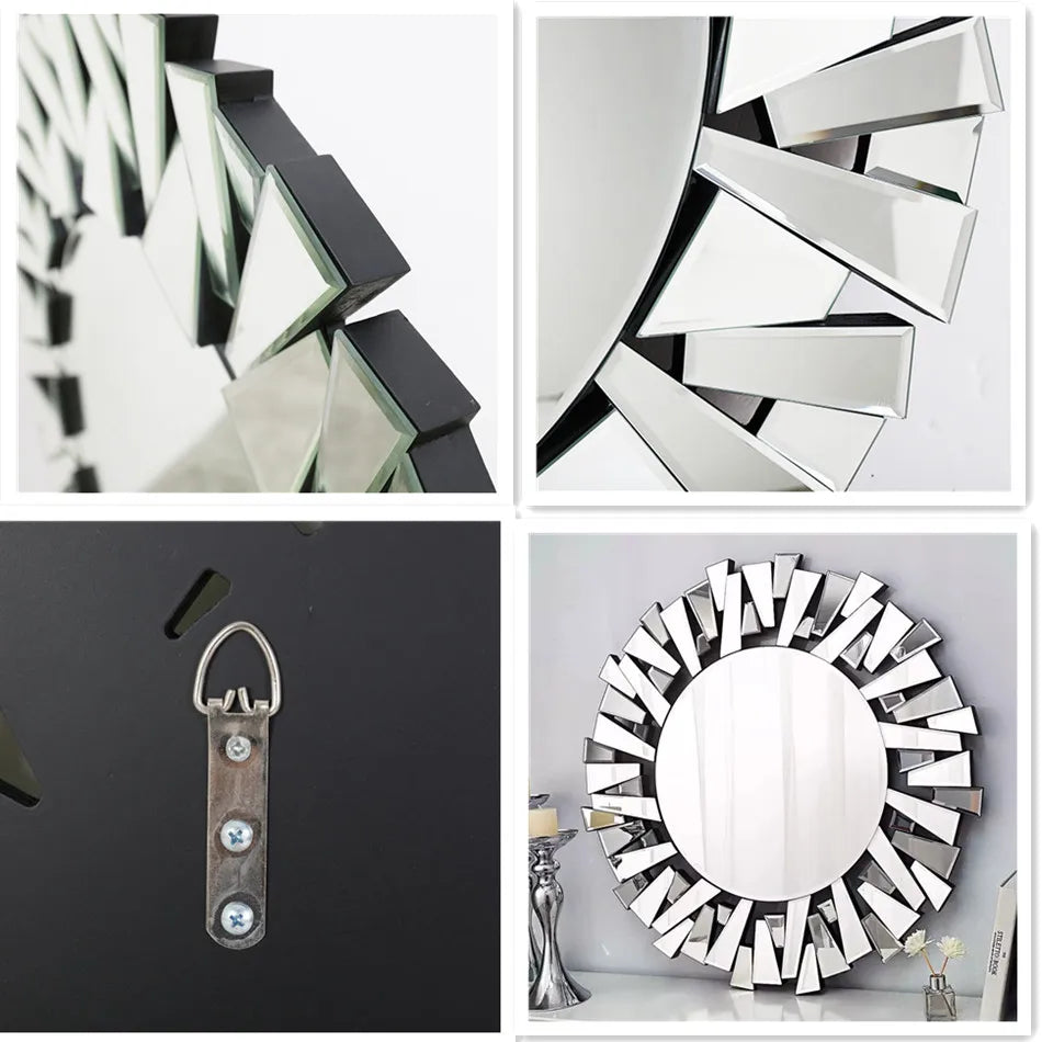 LUVODI Starburst Round Wall Mirror Decorative Accent For Living Room