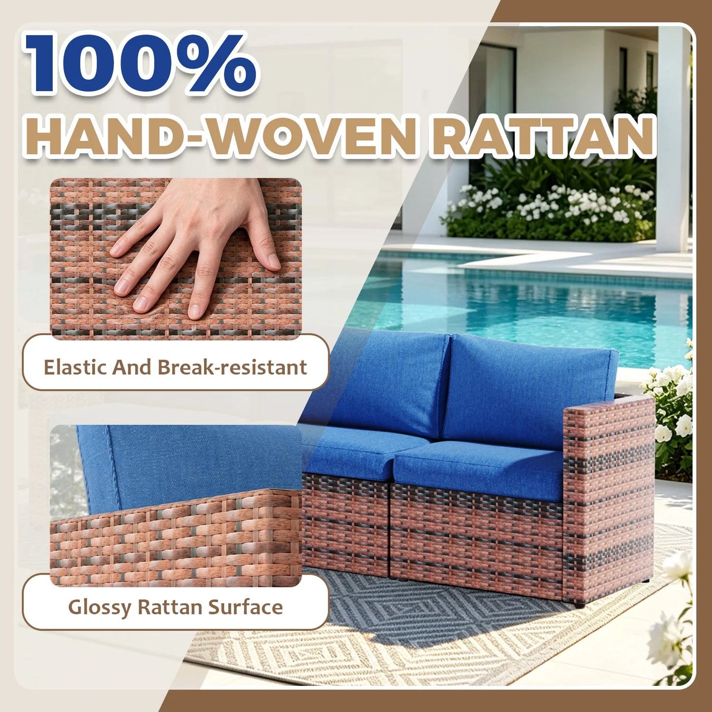 Avenvista Outdoor PE Rattan Patio Furniture Set Sofa