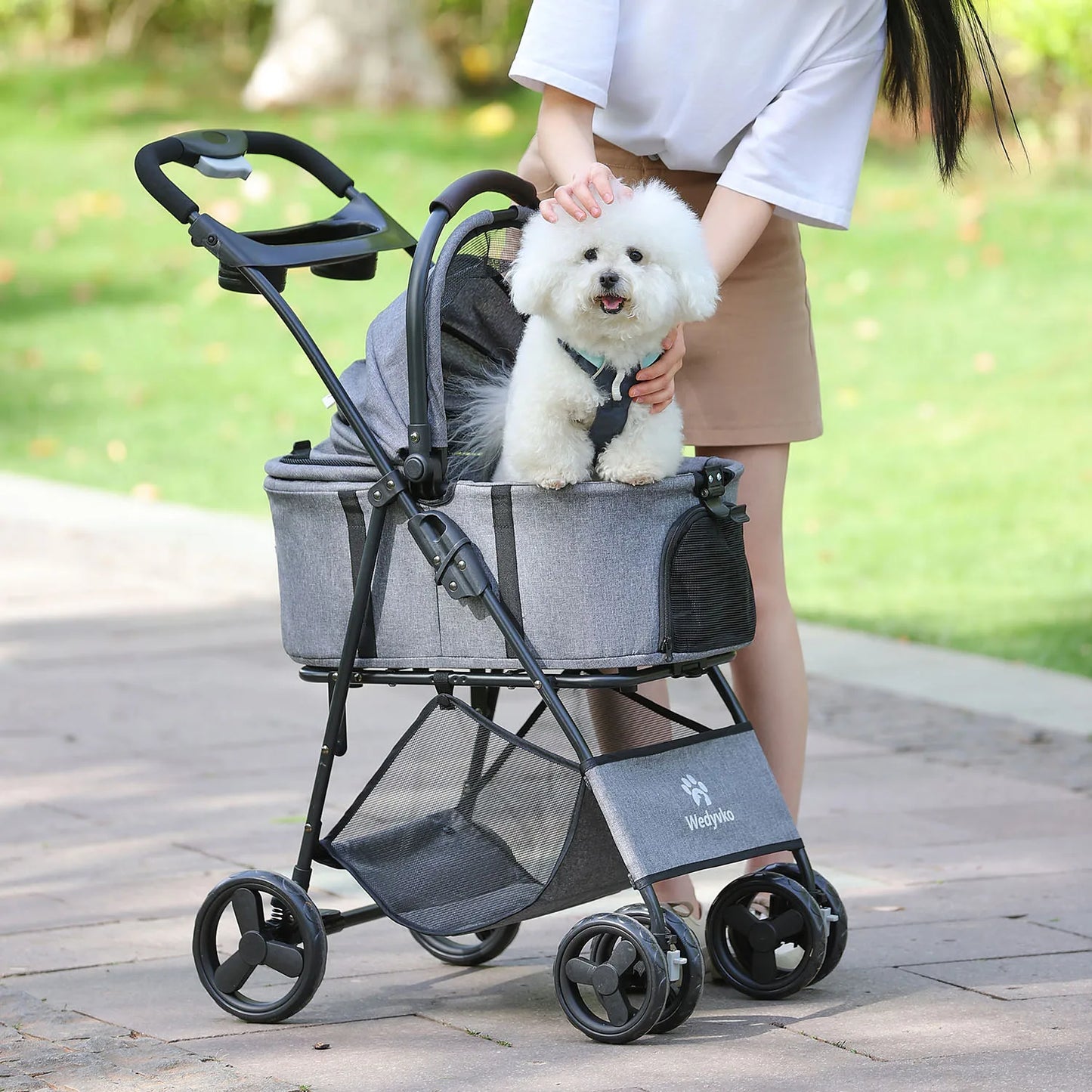 Folding Three In One Pet Stroller With Removable Carrier