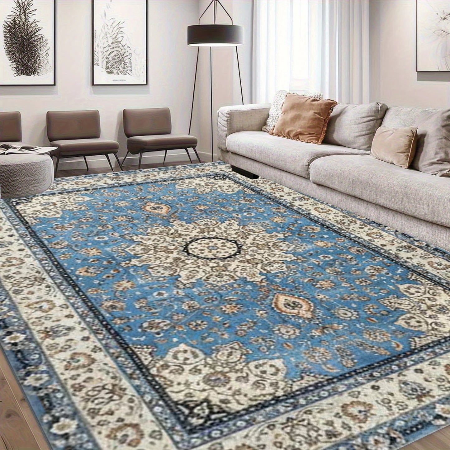 Vintage Floral Medallion Area Rug For Traditional Home Decor