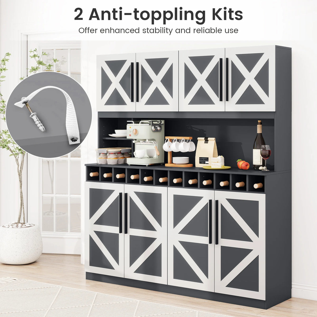 Homasis Freestanding Kitchen Buffet Hutch With Storage Cabinets