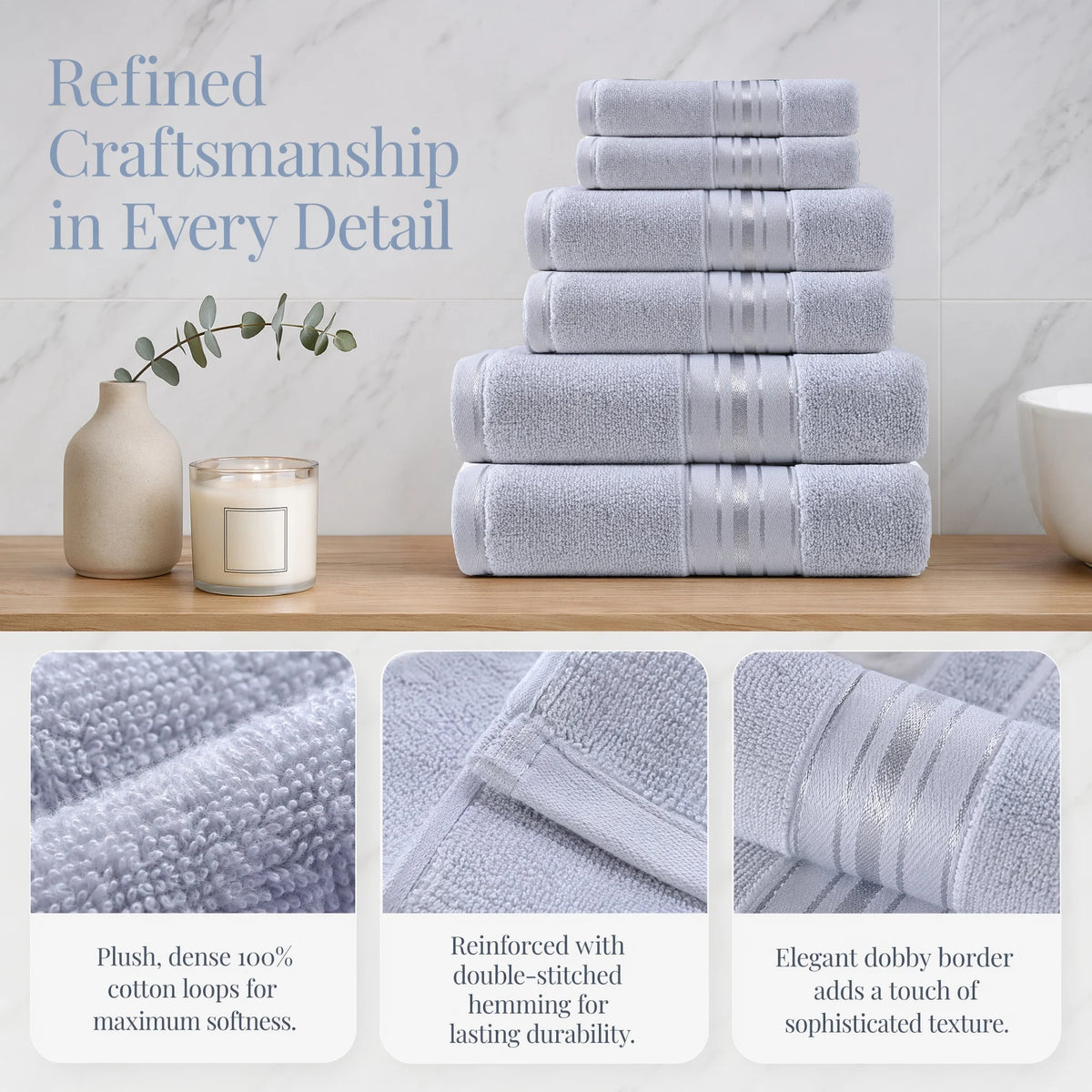 Luxury Turkish Cotton Bath Towel Set For Bathroom Use