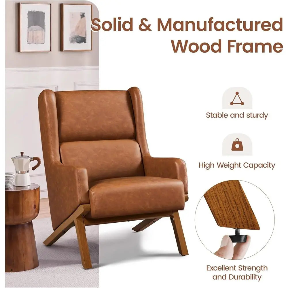 Contemporary Living Room Accent Chair Set High Backrest Thick Cushions