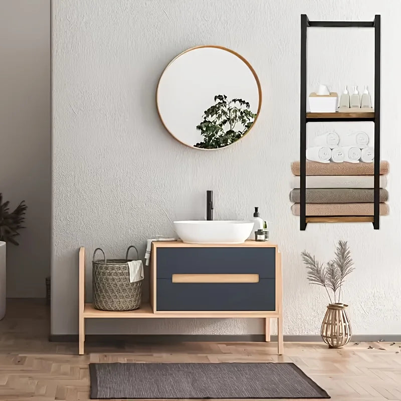 Two-Tier Carbon Steel Wall-Mounted Towel Rack