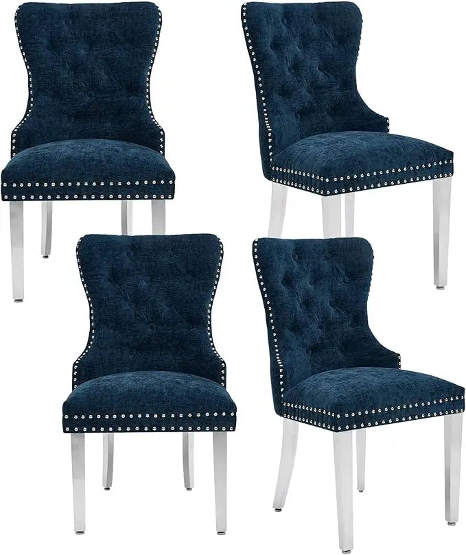 Velvet Tufted Dining Chairs With Stainless Steel Legs
