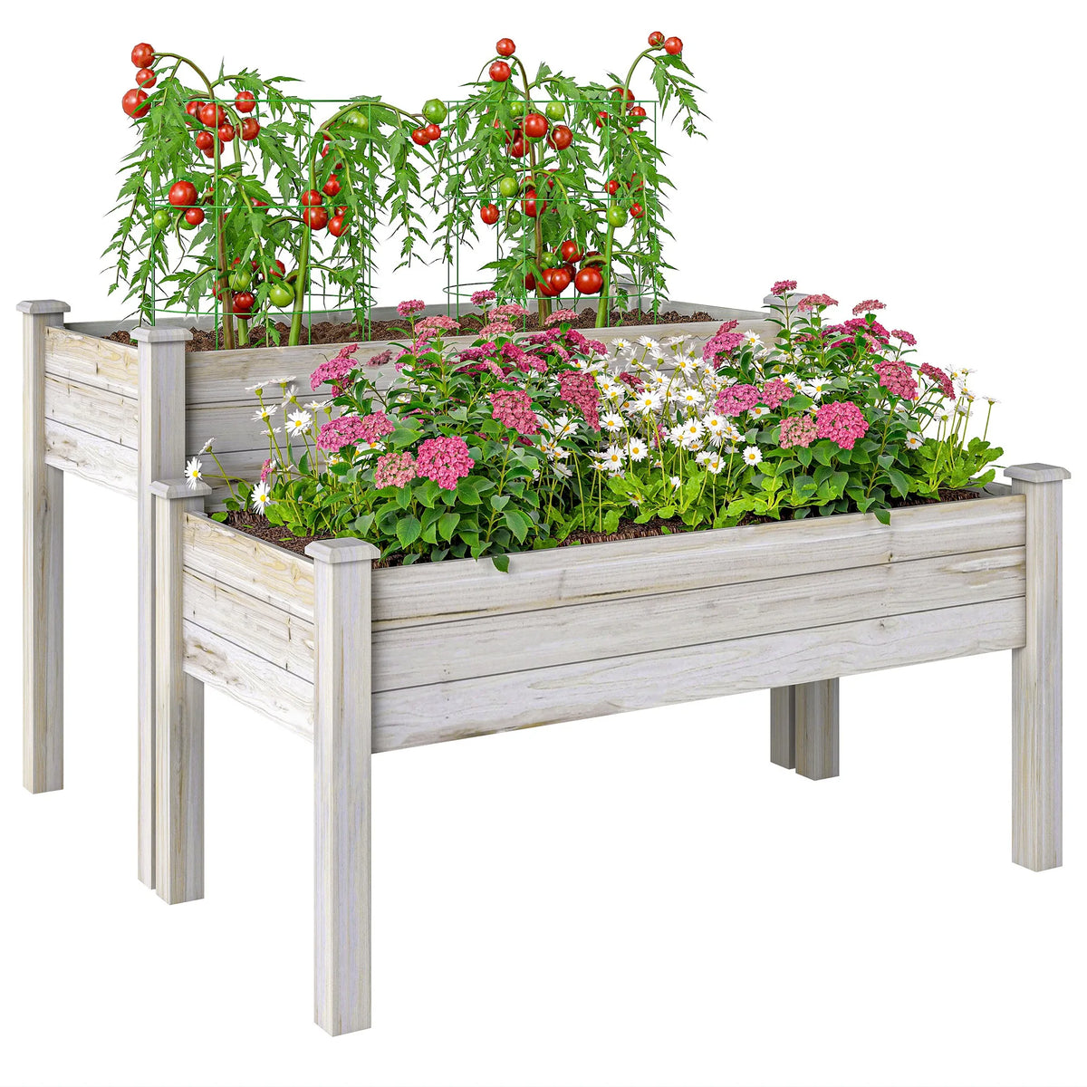 Outsunny Elevated Wooden Raised Garden Bed Planter Box