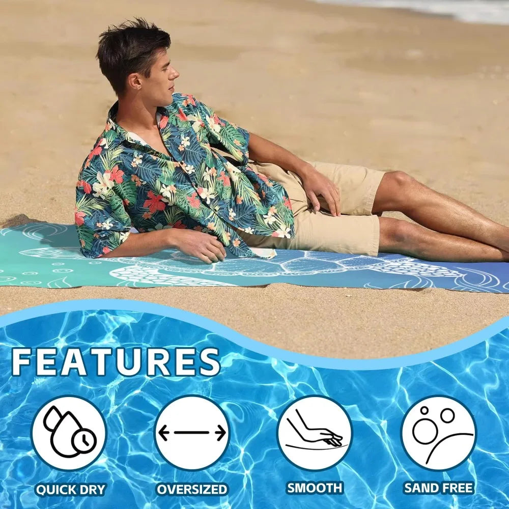 Microfiber Beach Towel Quick Dry Absorbent Portable Outdoor Camping Essential