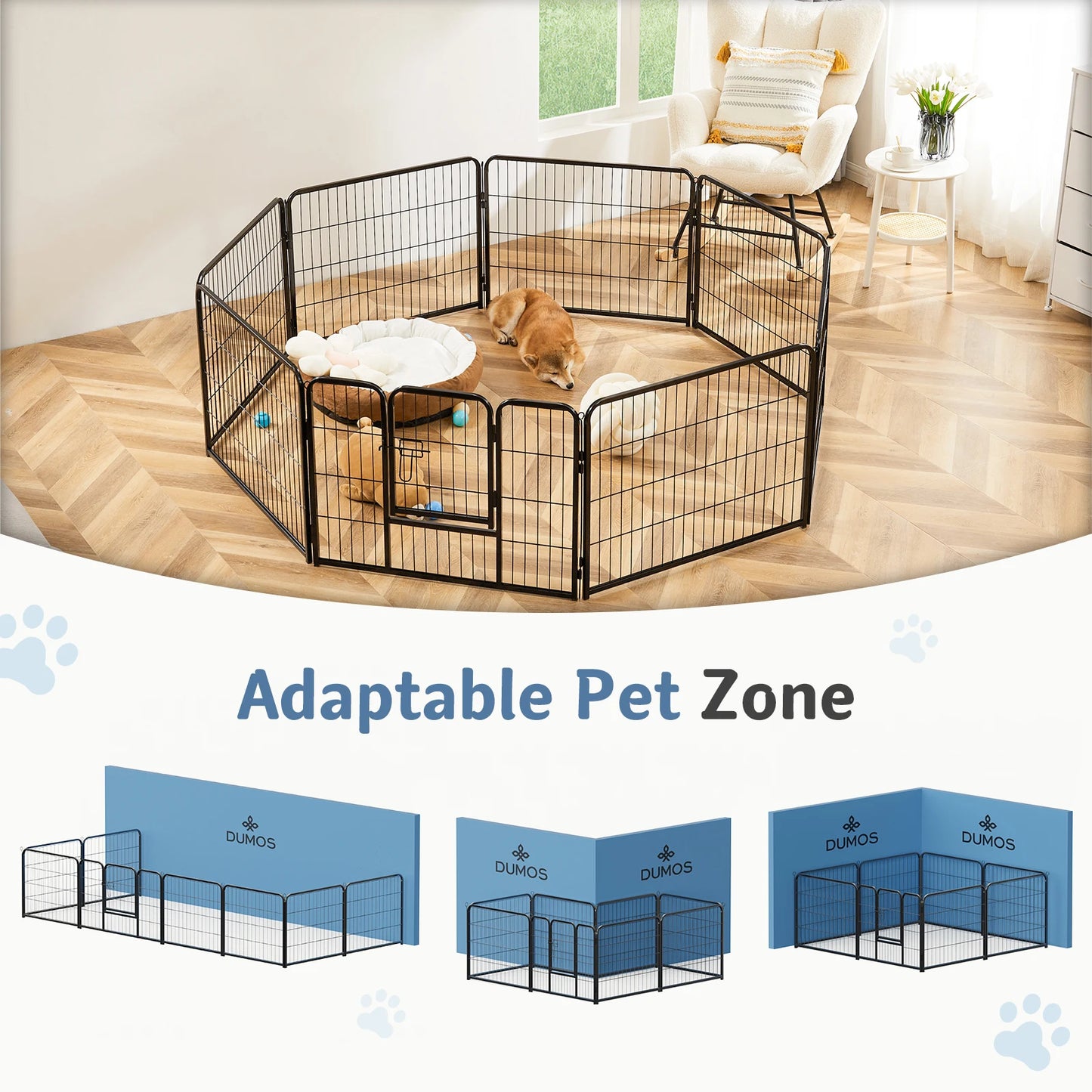 Jhk Sturdy Metal Dog Playpen For Secure Indoor Outdoor Use