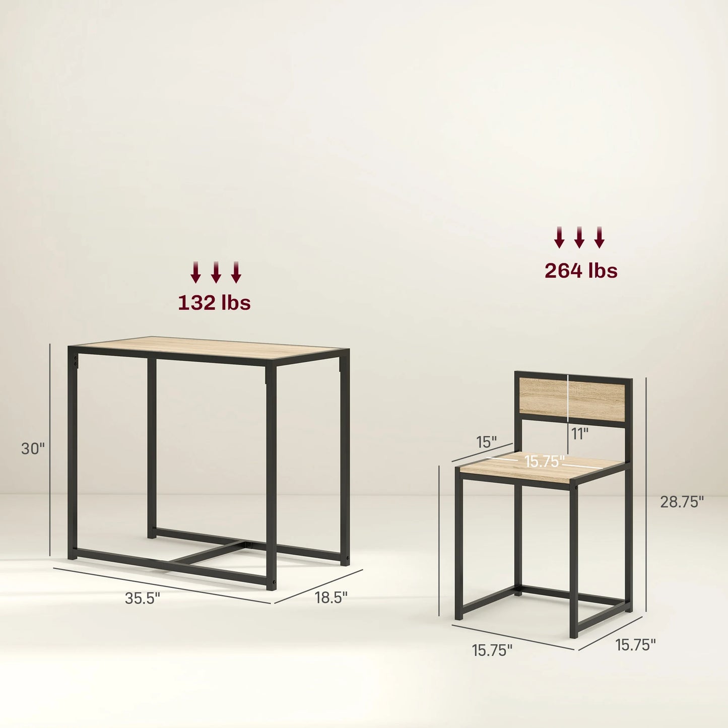 HOMCOM Compact Modern Dining Table Set For Small Spaces
