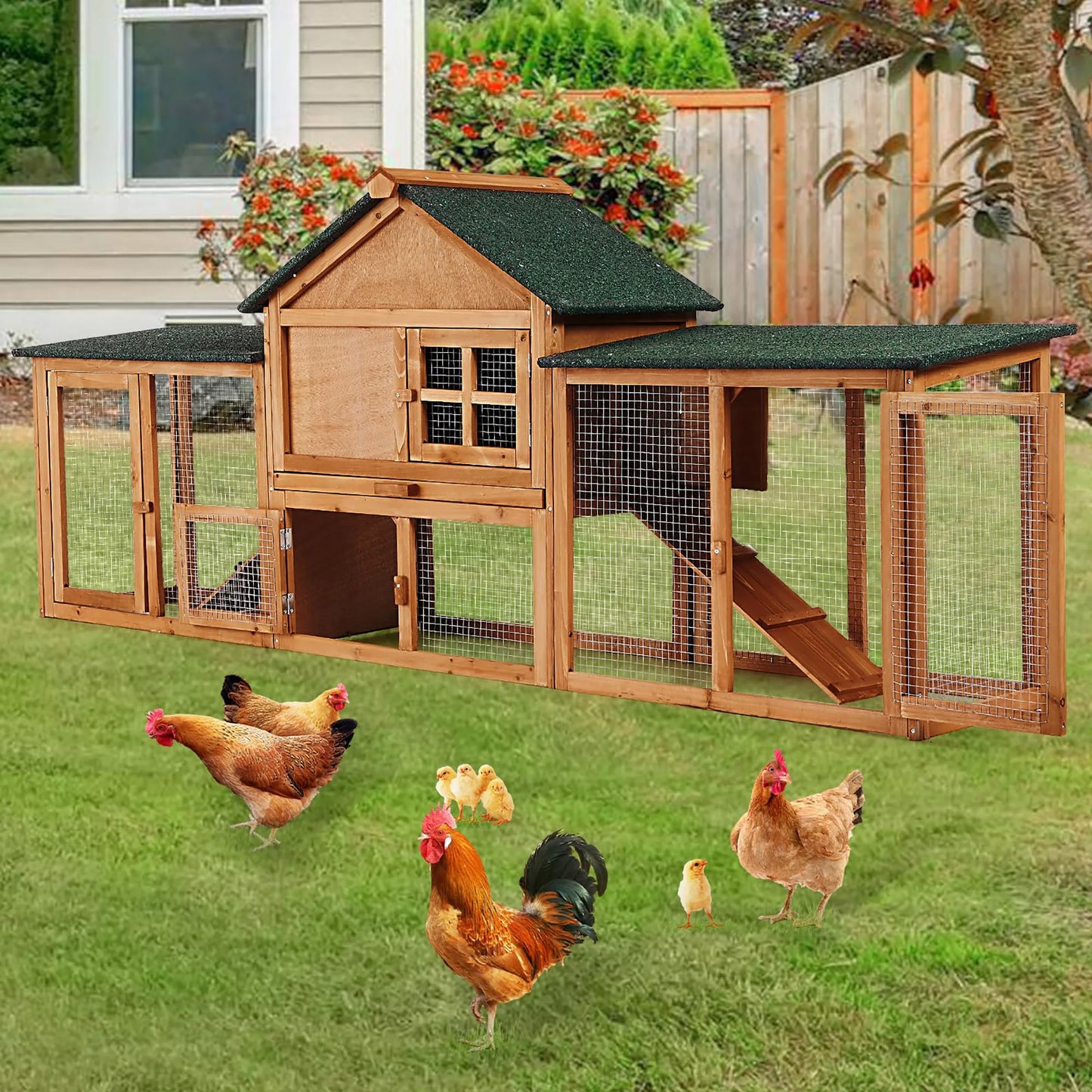 DishyKooker Two Story Wooden Bunny Hutch With Ramp And Run