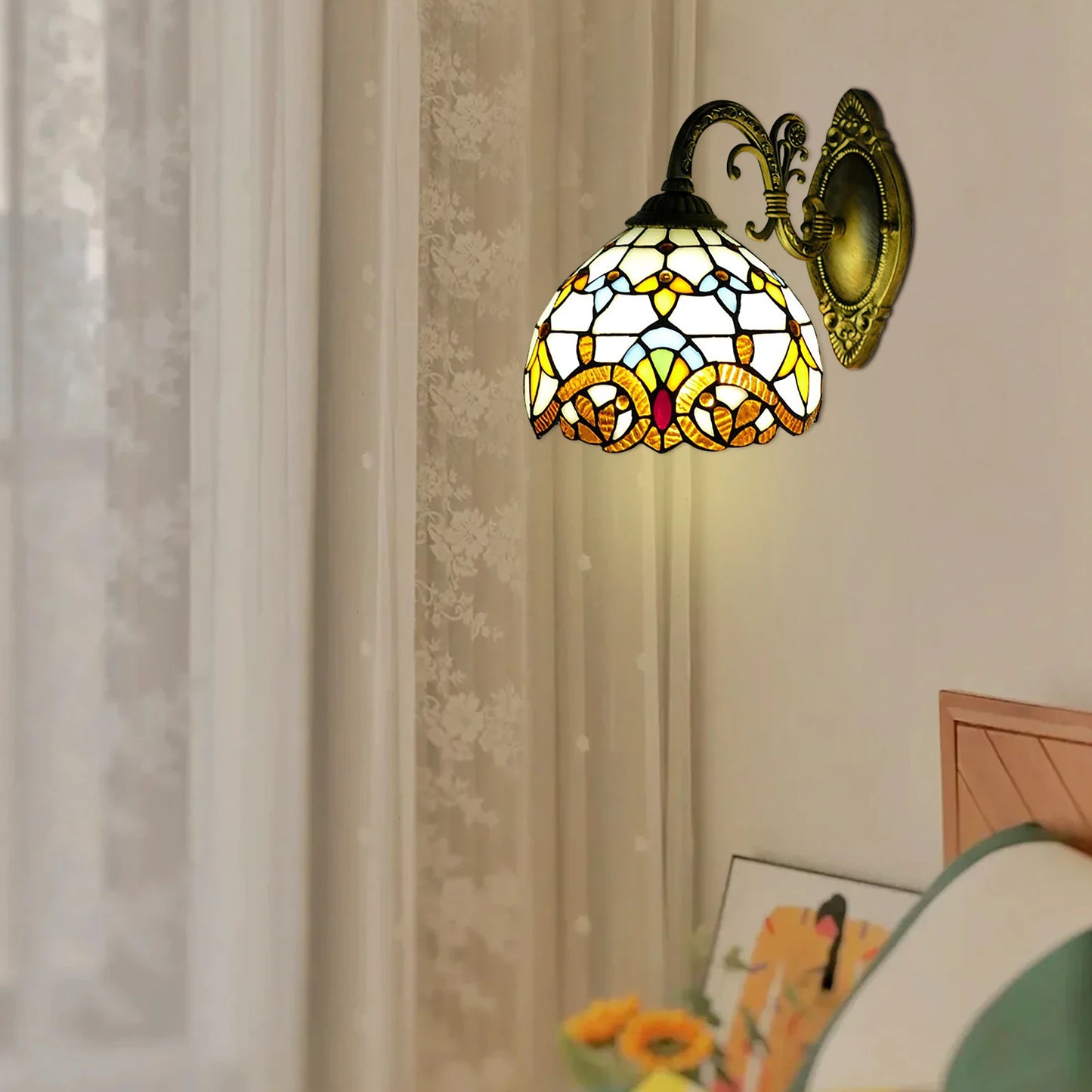 Tiffany Style Dome Wall Lamp For Living Room Hallway Bedroom