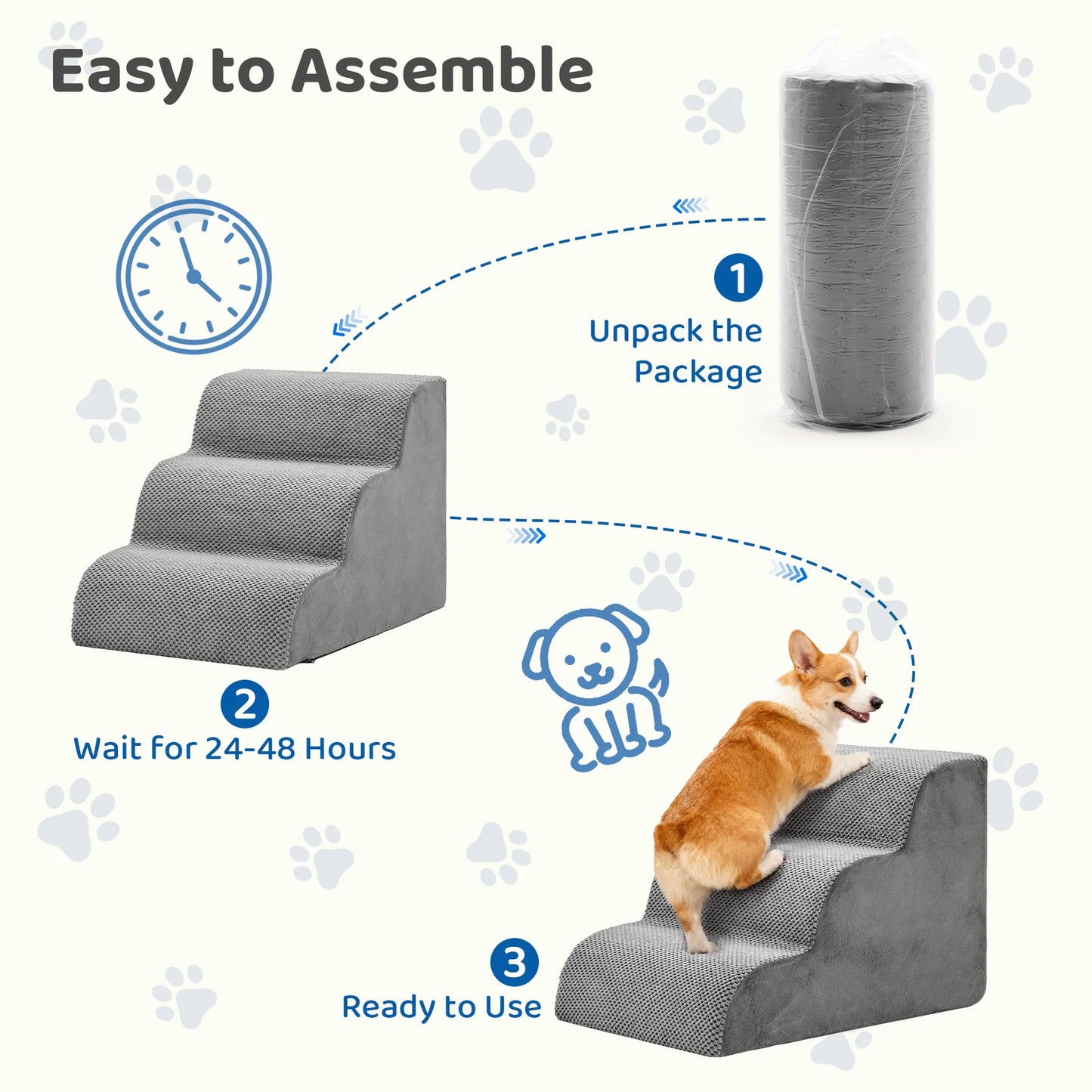High Density Foam Curved Pet Dog Steps Non Slip Platform