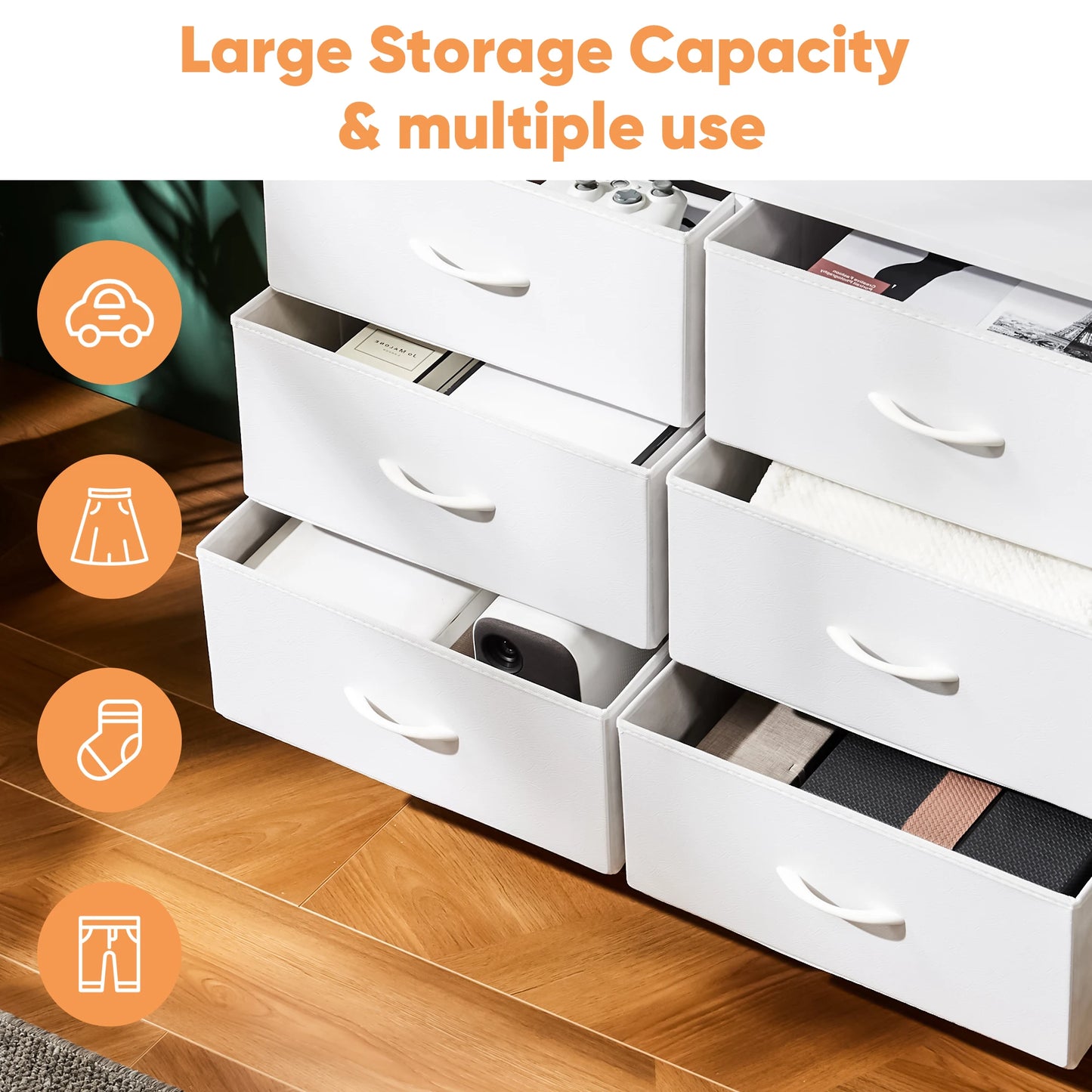 JHK Children's Wardrobe With 8 Drawers Steel Frame Storage Cabinet