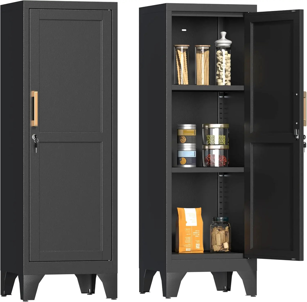 Coolsun Metal Pantry Cabinet Kitchen Storage Organizer With Shelves