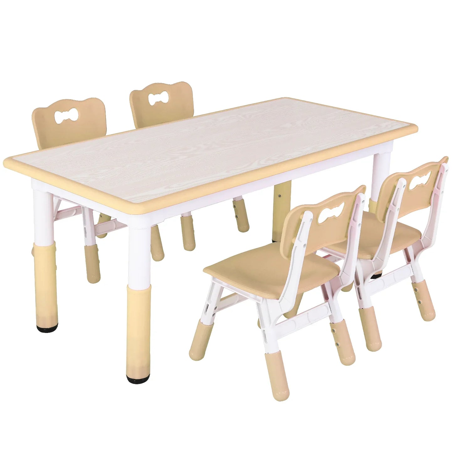 AuAg Height Adjustable Kids Table And Four Chairs Set