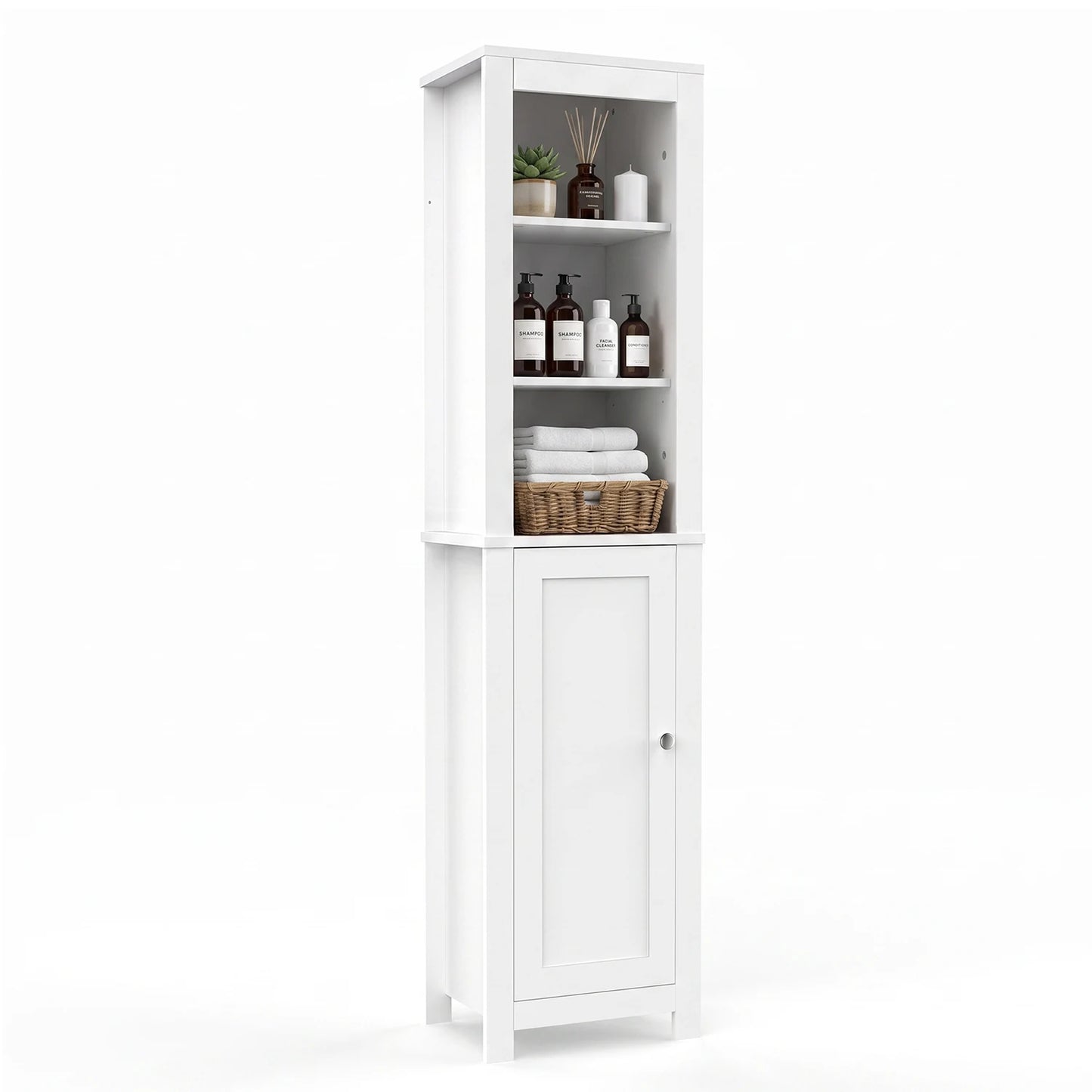TinyNest Wooden Bathroom Storage Cabinet With Adjustable Shelves