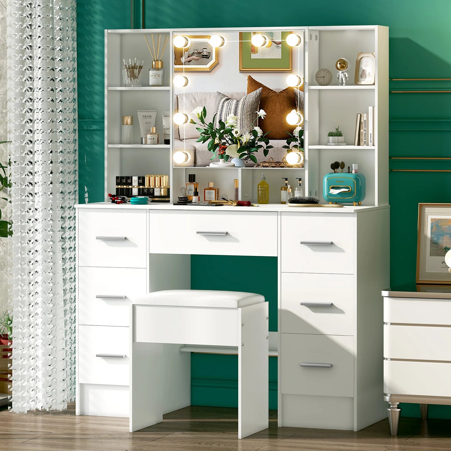 Onesaimei Minimalist Wood Vanity With Light Up Mirror Three Light Modes