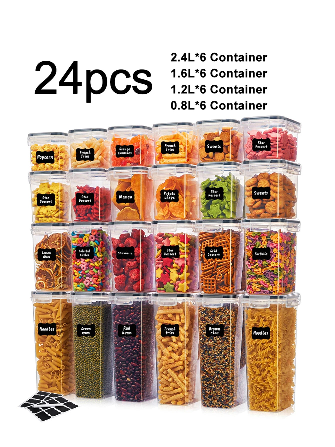 Airtight Food Storage Containers With Labels For Kitchen Grains And Coffee