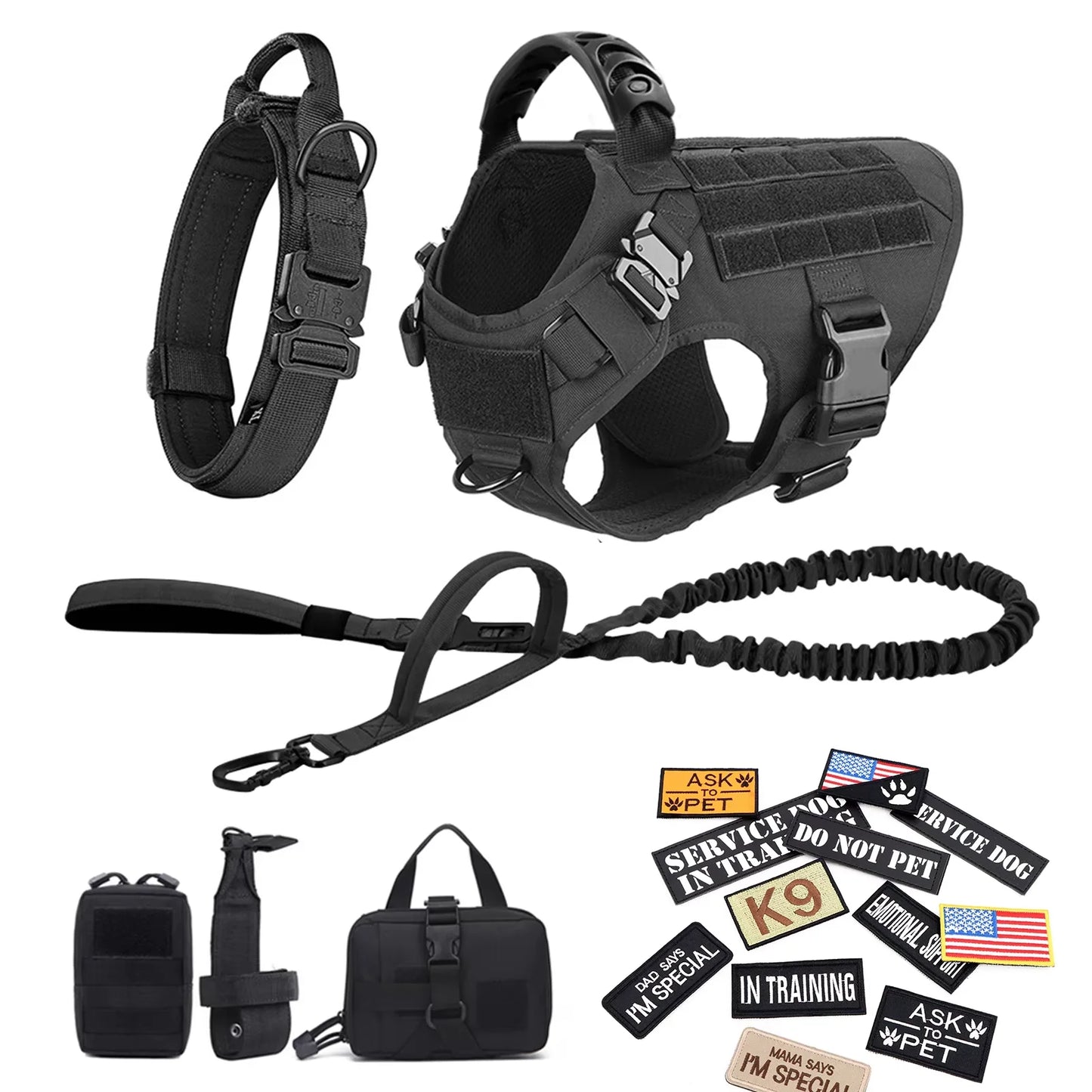Padded Tactical Dog Harness Vest With Nylon Quick Release Buckle