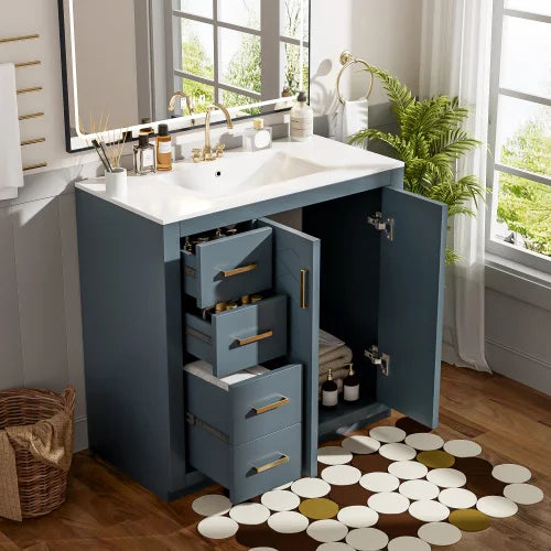 Free Standing Solid Wood Bathroom Vanity With 3 Drawers