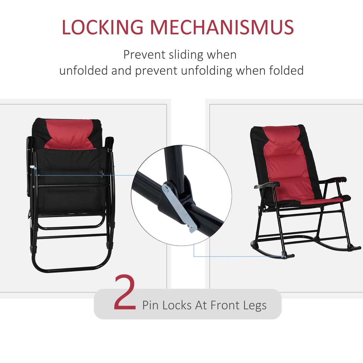 Outsunny Folding Rocking Camping Chairs Portable Outdoor Rockers