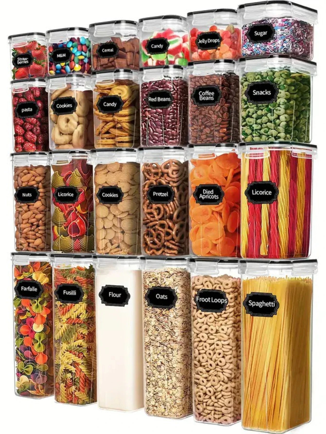 Airtight Food Storage Containers With Labels For Kitchen Grains And Coffee