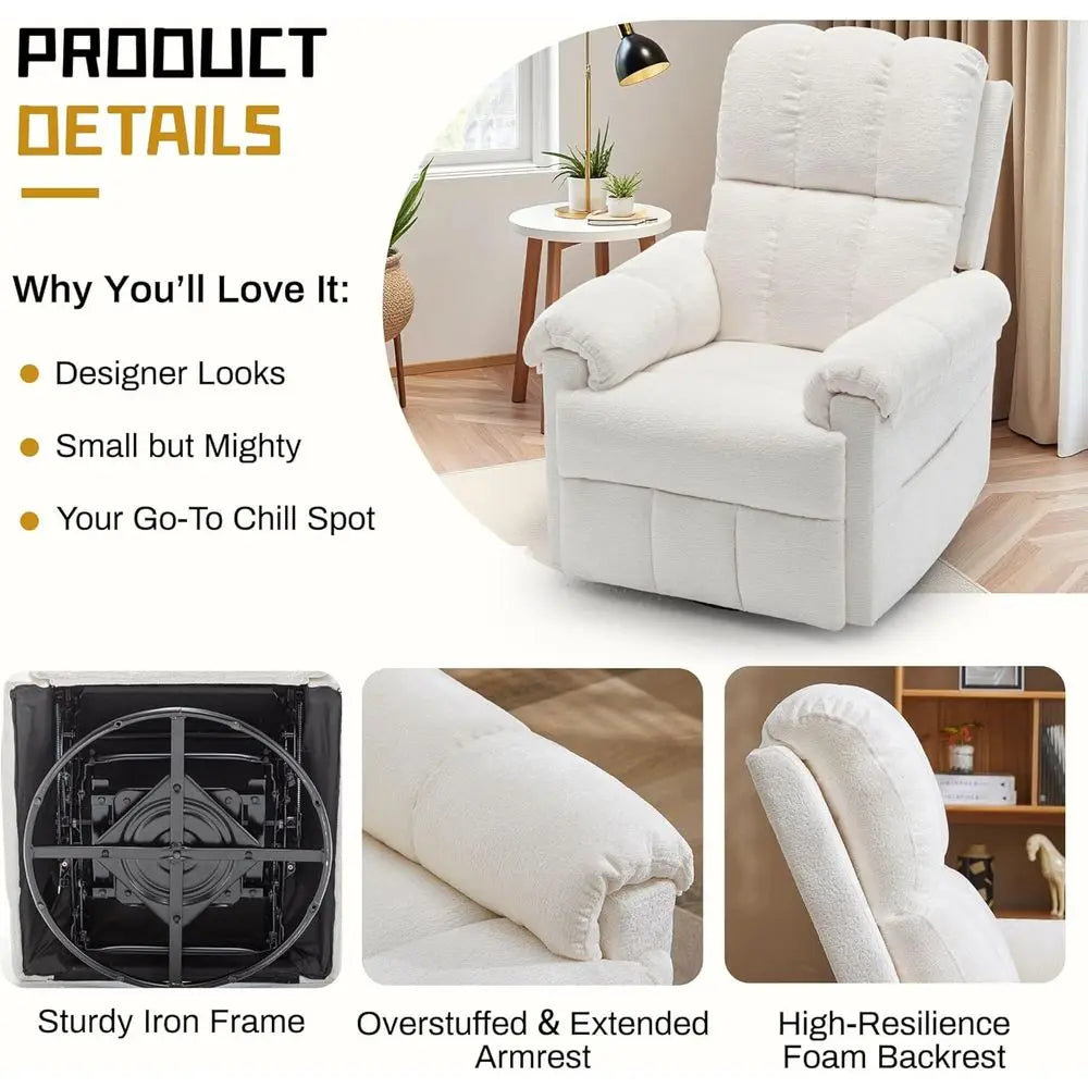 Manual Swivel Rocker Recliner Chair for Small Spaces