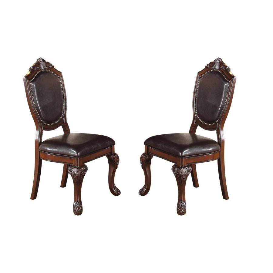 Antique Round Dining Table Set With Four Padded Chairs