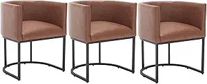 RBXC Faux Leather Upholstered Barrel Back Dining Chairs