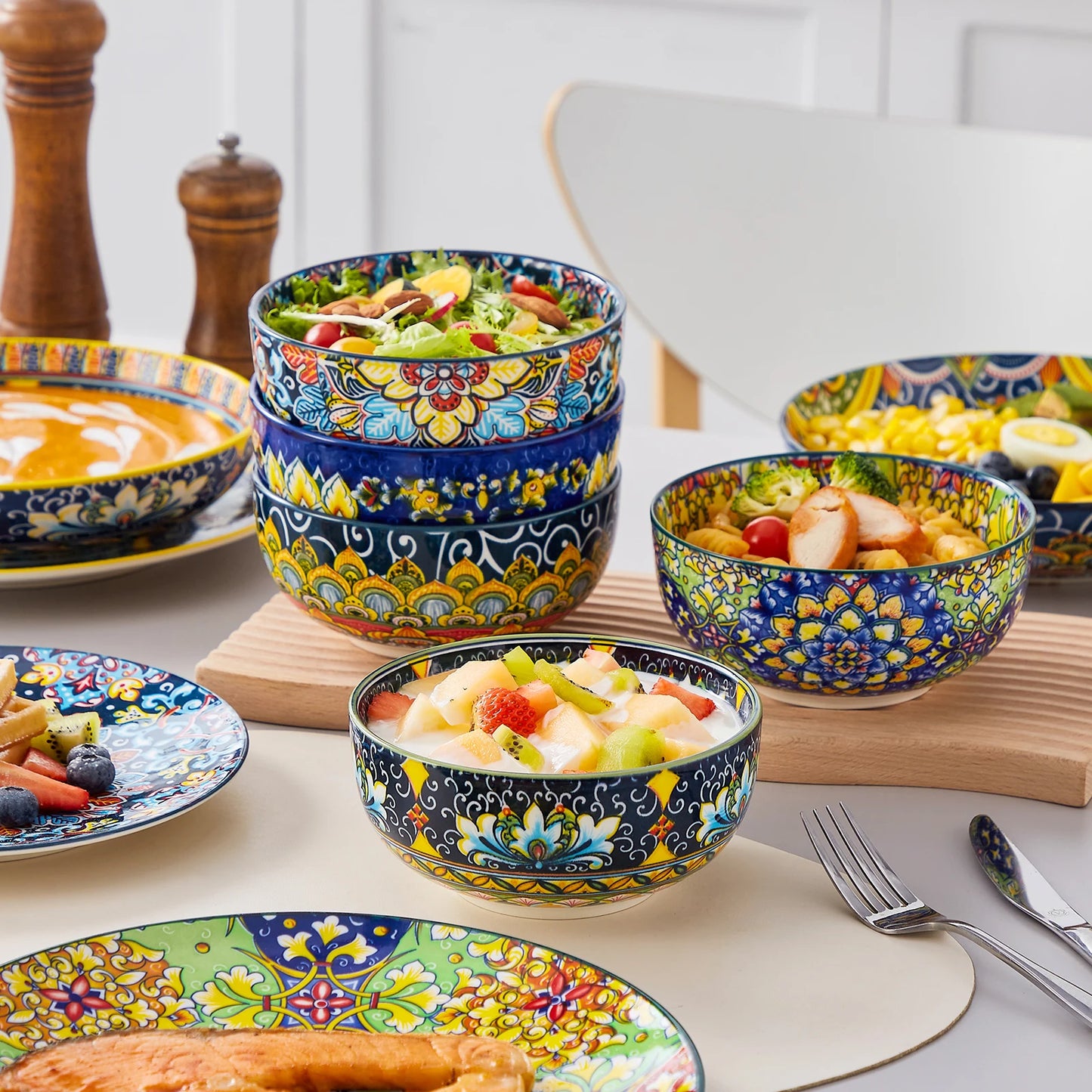 MALACASA Bohemian Style Porcelain Dinnerware Set For Everyday Dining