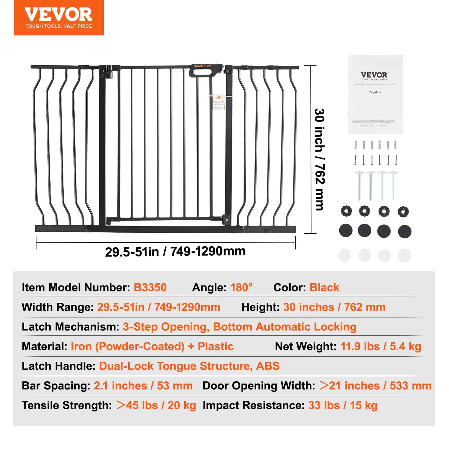 SucceBuy Walk Through Pressure Mount Baby Pet Safety Gate
