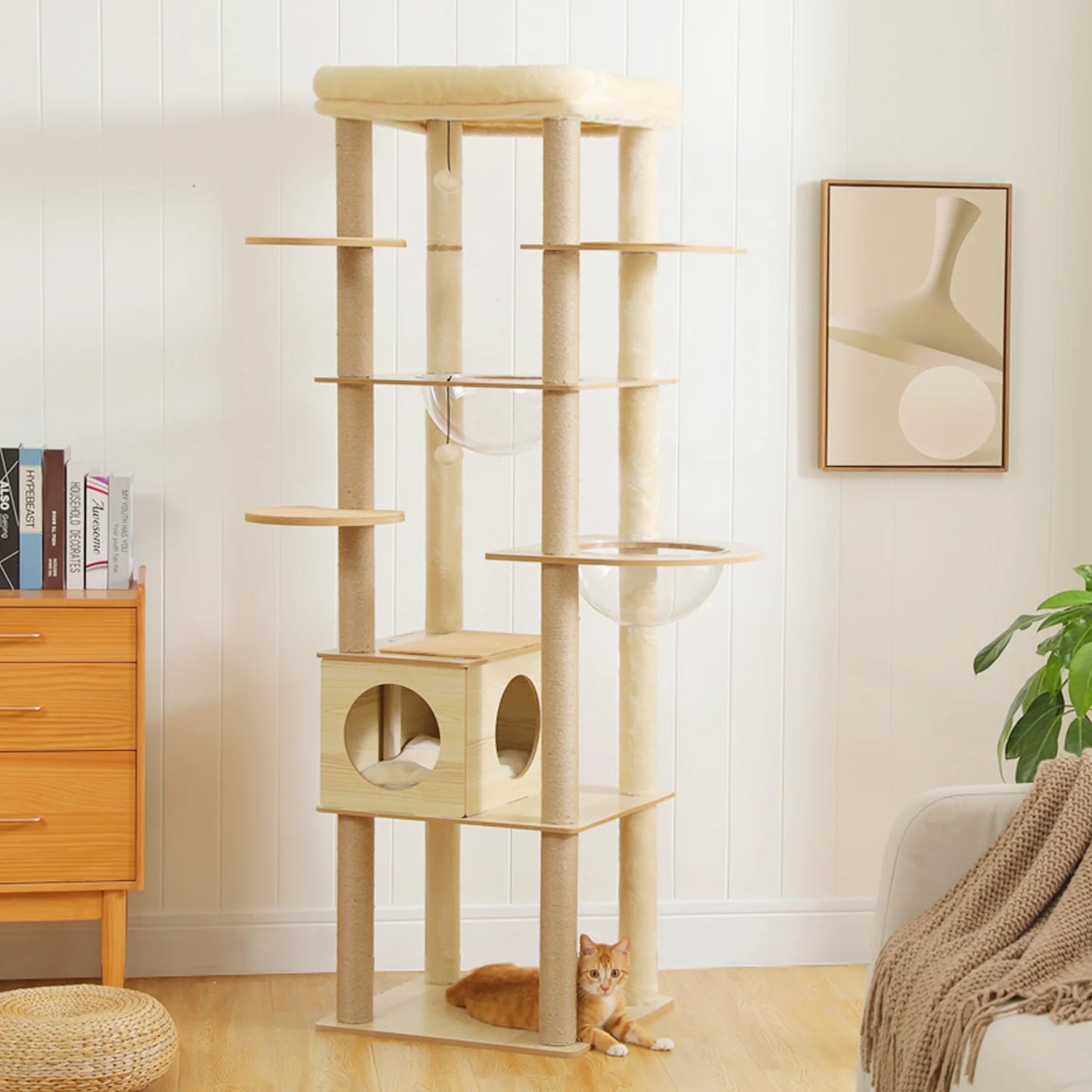 PAWZ Ro Multi Level Cat Tree Indoor Wood Tower Deluxe